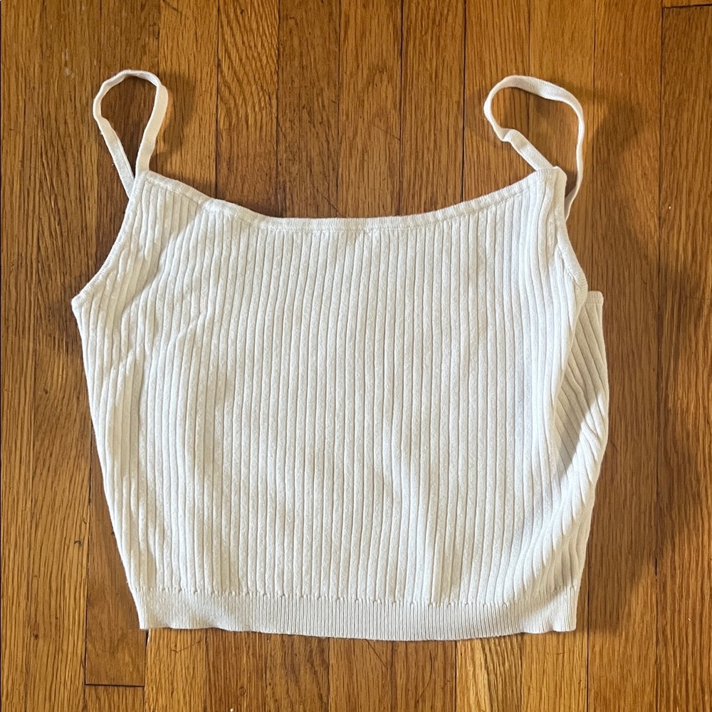 La Hearts Cream Ribbed Camisole